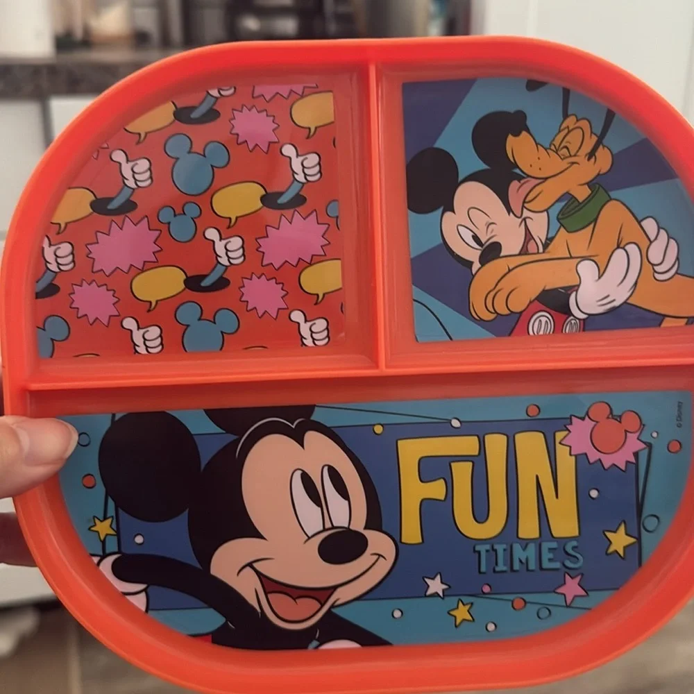 Disney Characters Double Sided Toddler Plate Mickey Goofy Pluto 8x7